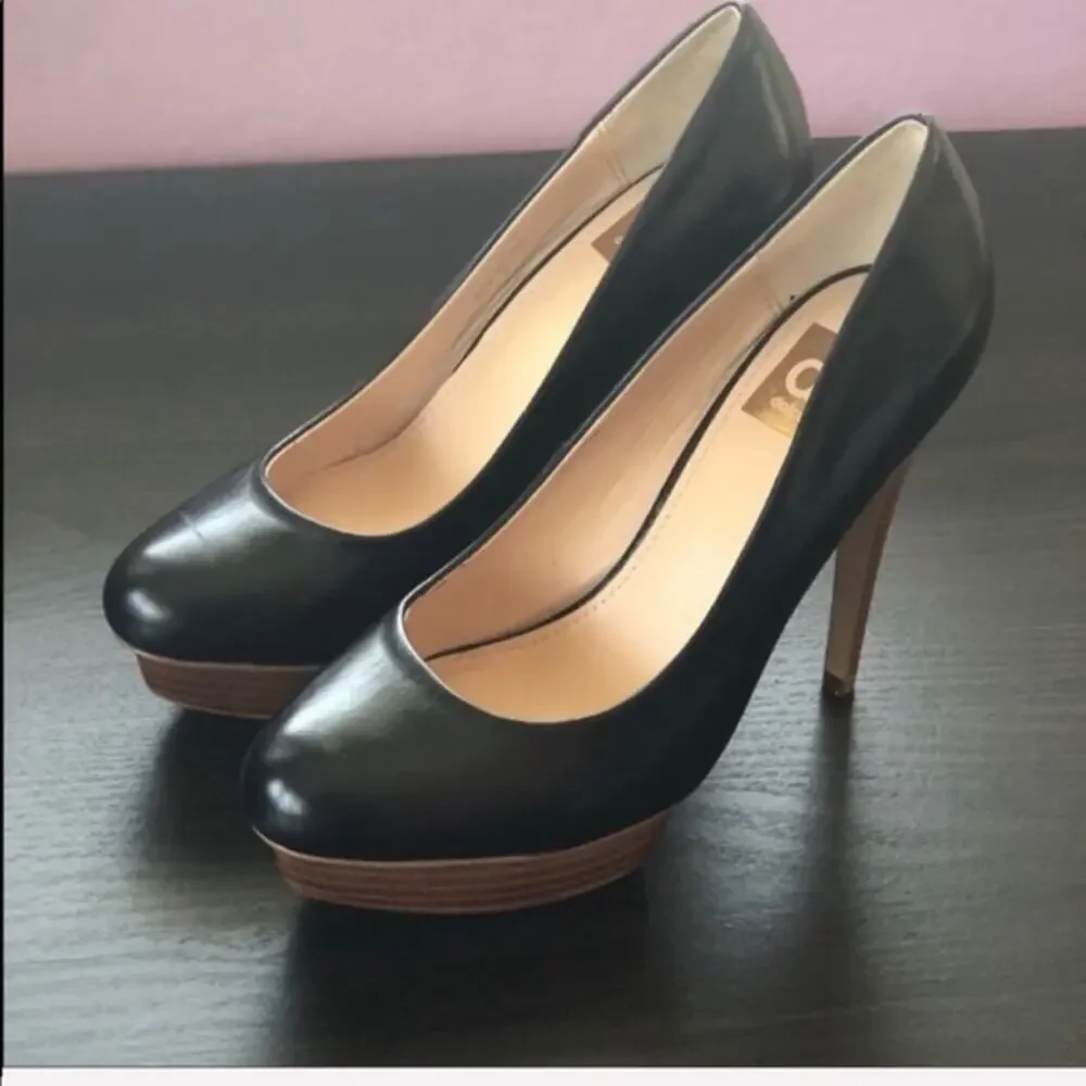Dolce Vita Black Leather Stiletto Platform Pump Heels Sz 6